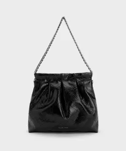 Сумка-хобо с двойной плетеной цепочкой Charles & Keith, цвет Noir