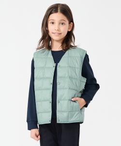 Пуховый жилет TAION с V-образным вырезом (унисекс) 120-150 см Unfilo, цвет Ice Mint [063]