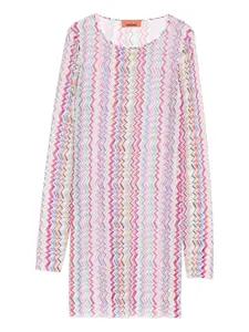 Мини-платье с узором «елочка» Missoni, белый