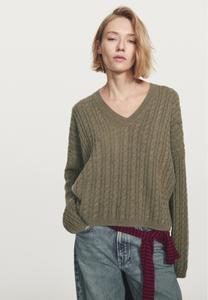 Джемпер Massimo Dutti CASHMERE OVERSIZE V-NECK, Mottled Green