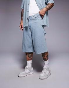 Короткие шорты Six June с фактурным рисунком в виде сердца синего цвета Sixth June