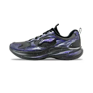 Мужские кроссовки Li Ning Light Breeze V2 с амортизацией, поддержкой стопы, противоскользящим покрытием, низкие, легкие, для повседневной носки, для города и бега., черный серый фиолетовый