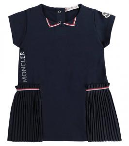Детское платье из стрейч-хлопка Moncler Enfant, Navy