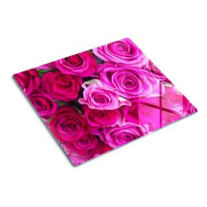 Стеклянная тарелка 60х52 см, букет роз TULUP, розовый