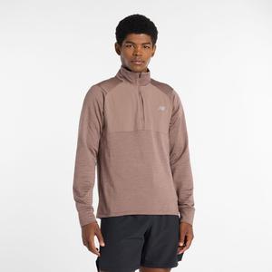 Сетка для легкой атлетики Kapuzensweat, застежка-молния на 1/2 дюйма New Balance, цвет earth shadow heather (mt43204eat)
