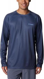 Columbia мужская футболка PFG Terminal Tackle с длинным рукавом, Nocturnal/Fish Hooks Super Fade