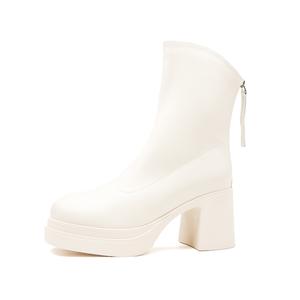 JIUXINGDAO Женские эко-кожаные ботильоны экрю, цвет Ecru