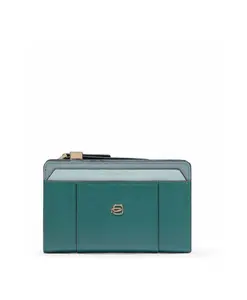 Женский кошелек с отделением для монет и слотами для кредитных карт, с защитой от RFID-сканирования. Piquadro, зеленый
