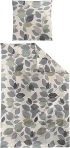 Постельное белье из тонкой фланели - 155 x 220 см - Серый - Зеленый - с застежкой-молнией Irisette GmbH & Co. KG