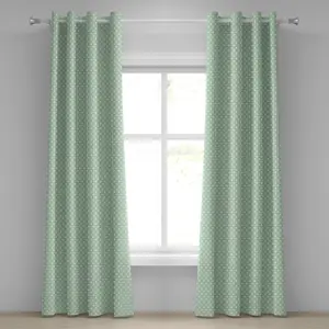 Штора на люверсах ABAKUHAUS цвета мяты, классический старомодный узор в горошек на светло-зеленом фоне, декоративные двухпанельные шторы, 280 см x 225 см, мятно-зеленый и белый
