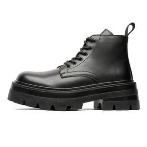 Chi Wolf Мужские зимние ботинки Martin Boot черные с меховой подкладкой, цвет Black Fleece-Lined