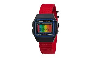 CASIO Мужские часы Retrofit Series с кварцевым механизмом и нейлоновым ремешком, черный циферблат