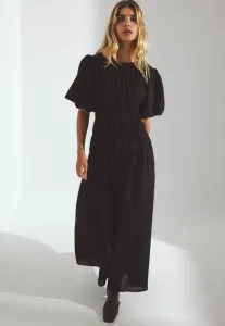 Длинное платье с рукавами-фонариками и декоративной отделкой. Na-Kd, Black