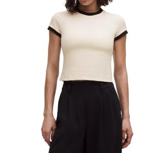 Обычная футболка женская Lululemon, светлая слоновая кость/черный