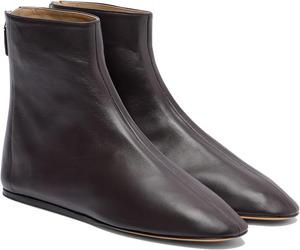 Женские кожаные ботильоны на молнии с квадратным носком, удобные осенне-зимние плоские ботинки NSZPD, Brown