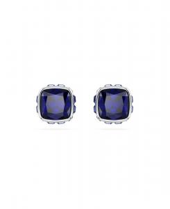 Серьги-гвоздики с квадратной огранкой и родиевым покрытием, с цветными камнями, соответствующими месяцу рождения Swarovski, September/Blue
