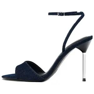 ZARA Сандалии с одним ремешком 11 см, женские, синие