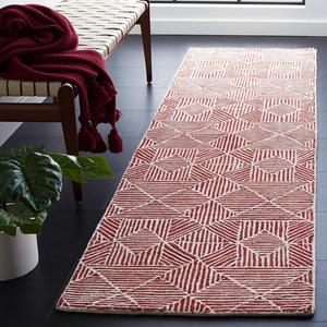 Ковер-ковер-дорожка SAFAVIEH, 69 x 244 см, Abstract Collection, Red & Ivory, ручная работа из шерсти, идеально для помещений с высокой проходимостью в гостиной, спальне (ABT763Q)