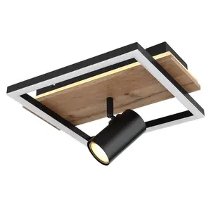 Потолочный светильник LED KASSU с LED-модулем теплого белого света / для гостиной/спальни / современный / дерево Globo Lighting, черный