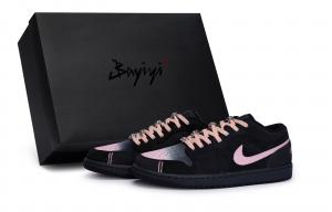 Jordan Винтажные баскетбольные кроссовки Air 1 мужские низкие розово-черные, цвет Black Pink