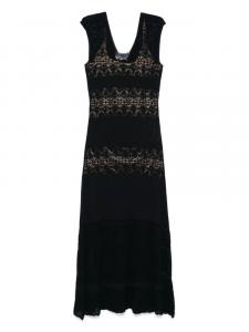 Платье макси с деталями из вязки крючком TWINSET, черный
