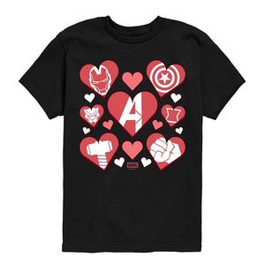 Футболка с принтом Marvel Avengers Valentine's Icons для мальчиков 8-20 Marvel, Black