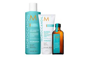 Лёгкий и воздушный набор шампуня и кондиционера для увлажнения и разглаживания Moroccanoil, hair care essential oil 125ml + conditioner 200ml + shampoo 250ml