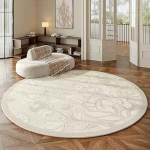 AOVOC Ковер круглый 260 см диаметр, для гостиной/спальни, кремовый, французский стиль, модель Xiangyuan-Round-08