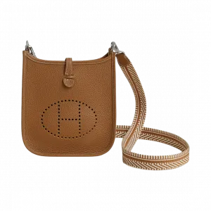 HERMES Сумка кроссбоди Evelyn с логотипом бренда золотистого цвета