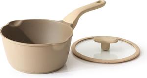 Кастрюля PRICUSIS с антипригарным покрытием и крышкой 1,8 л, бежевый