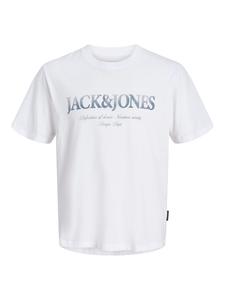 JACK & JONES Junior Футболка с короткими рукавами и логотипом JJDEVIN ярко-белого цвета