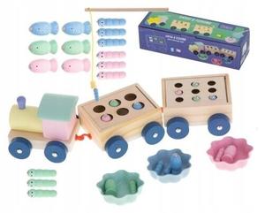 Деревянный сортировщик, поезд, рыбная удочка, игры Монтессори Leo