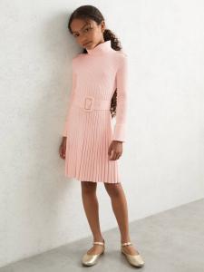 Детское платье-джемпер Vinnie с длинными рукавами и плиссировкой Reiss, Pink