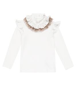 Топ из хлопкового джерси с оборками Monnalisa, Pann