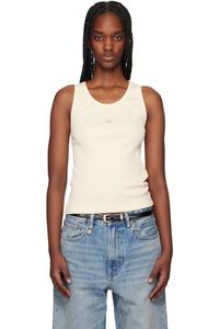 Бежевый топ с нашивками Baby Fox в рубчик Maison Kitsuné