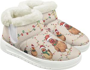 Рождественский принт JoyLamoria на дому, снежные ботинки для женщин, походные ботинки на щиколотку, рабочая и модная обувь для девушек, Rooster Print