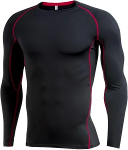 Мужская компрессионная футболка с длинным рукавом и круглым вырезом, дышащая и эластичная