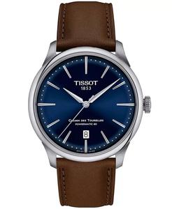 Швейцарские автоматические часы Chemin des Tourelles Powermatic 80 унисекс с коричневым кожаным ремешком, 39 мм Tissot