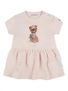 Платье с графическим принтом Moncler Enfant, розовый