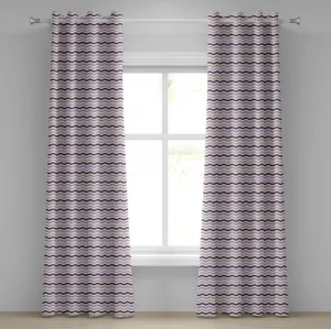 Штора на люверсах ABAKUHAUS цвета баклажана, зигзагообразный рисунок с морскими волнами в фиолетовых тонах, декоративные двухпанельные шторы, 280 см x 245 см, бледно-розово-фиолетовый цвет Abakuhaus