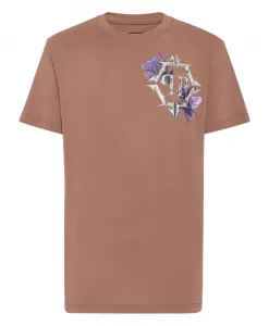 Футболка с круглым вырезом и цветочным принтом Philipp Plein, коричневый