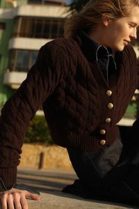 Кардиган с узором «косы» H&M, коричневый