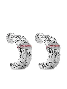 Серьги-кольца Ophidia из белого золота с рубинами Officina Bernardi, серебяный