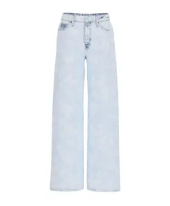 Широкие джинсы с цветочным принтом в виде колокольчиков Guess, синий