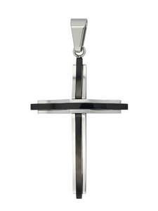 Adeliás Мужской кулон - крест из нержавеющей стали, серебристый