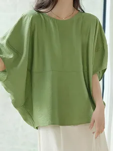 Блузка свободного кроя в стиле «летающая белка», сшитая по индивидуальным меркам Doux Belle, цвет Green