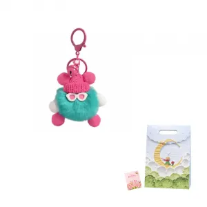 Мягкая игрушка-брелок Dango Otter Rabbit Fur, 8 см Jinnew, Turquoise+Shopping Bag+Greeting Card