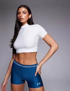 Белый укороченный топ с короткими рукавами Under Armour Heatgear Mock