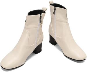 Женские ботильоны на широкий размер с высокой платформой и высоким каблуком, боковой молнией, короткие BLXQPYT, Off-White