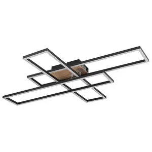 Потолочный светильник LED DAKARI, LED-модуль 1 шт., теплый белый, потолочная лампа, регулируемая, для гостиной и спальни Globo Lighting, черный/натуральный